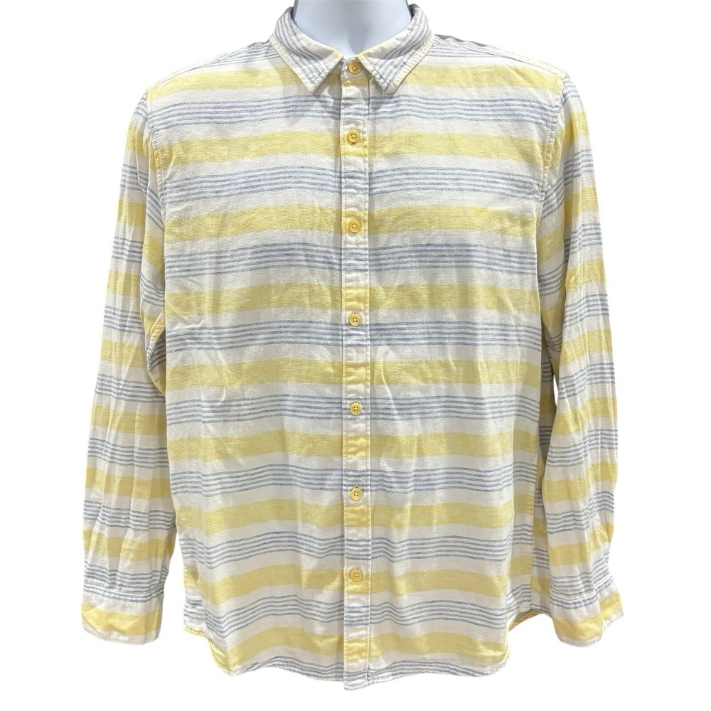 Pepe Jeans Whopper Sr Blue Yellow Striped Long Sleeve Button Down Men's Shirt L - Picture 2 of 10